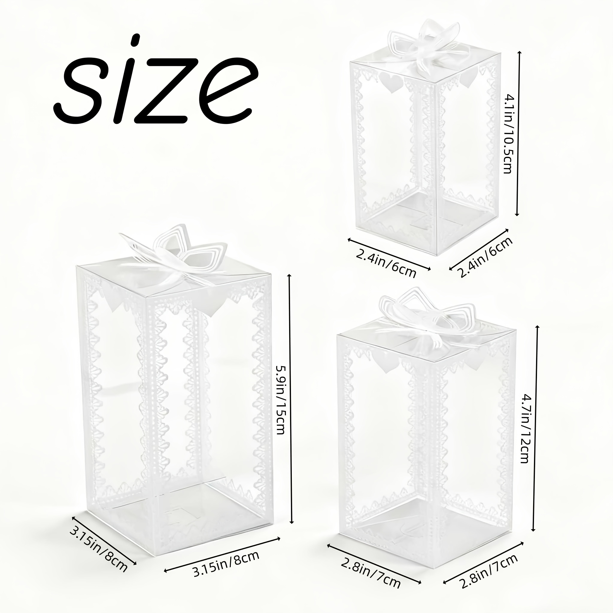 Clear Lace Bow Top Gift Boxes for Weddings